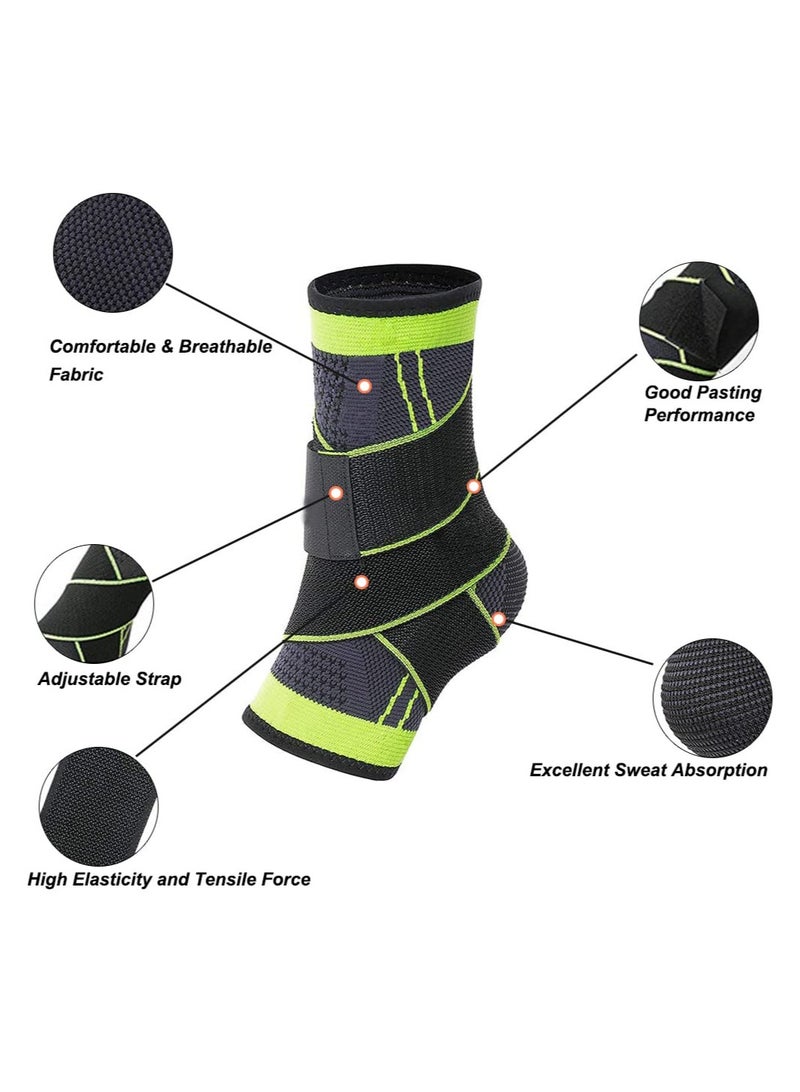 Adjustable Compression Ankle Brace with Wrap Socks for Men  Women - Supports Plantar Fasciitis, Achilles Tendon, Sprained Ankles, and Stabilizes Ligaments for Sports Protection (1 Pack) - Image 2
